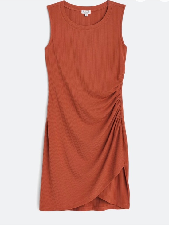 avln studio Dresses & Skirts - Sleeveless Rust Ruched Midi Dress